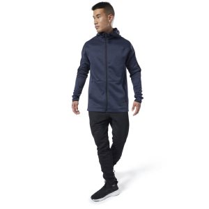 Reebok One Series Training Full Zip Kapuzenpullover Herren - Navy - DE 634-CDK